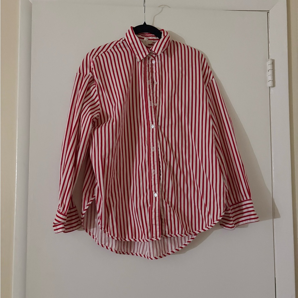 H&M Red and White Striped Casual Shirt